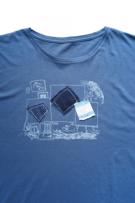 Porter Classic - T-SHIRT / PATCHWORK ATELIER - NAVY