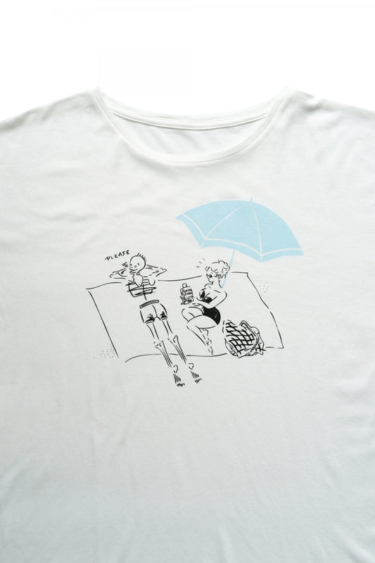 Porter Classic - T-SHIRT / BEAT SKULL BEACH OIL - WHITE