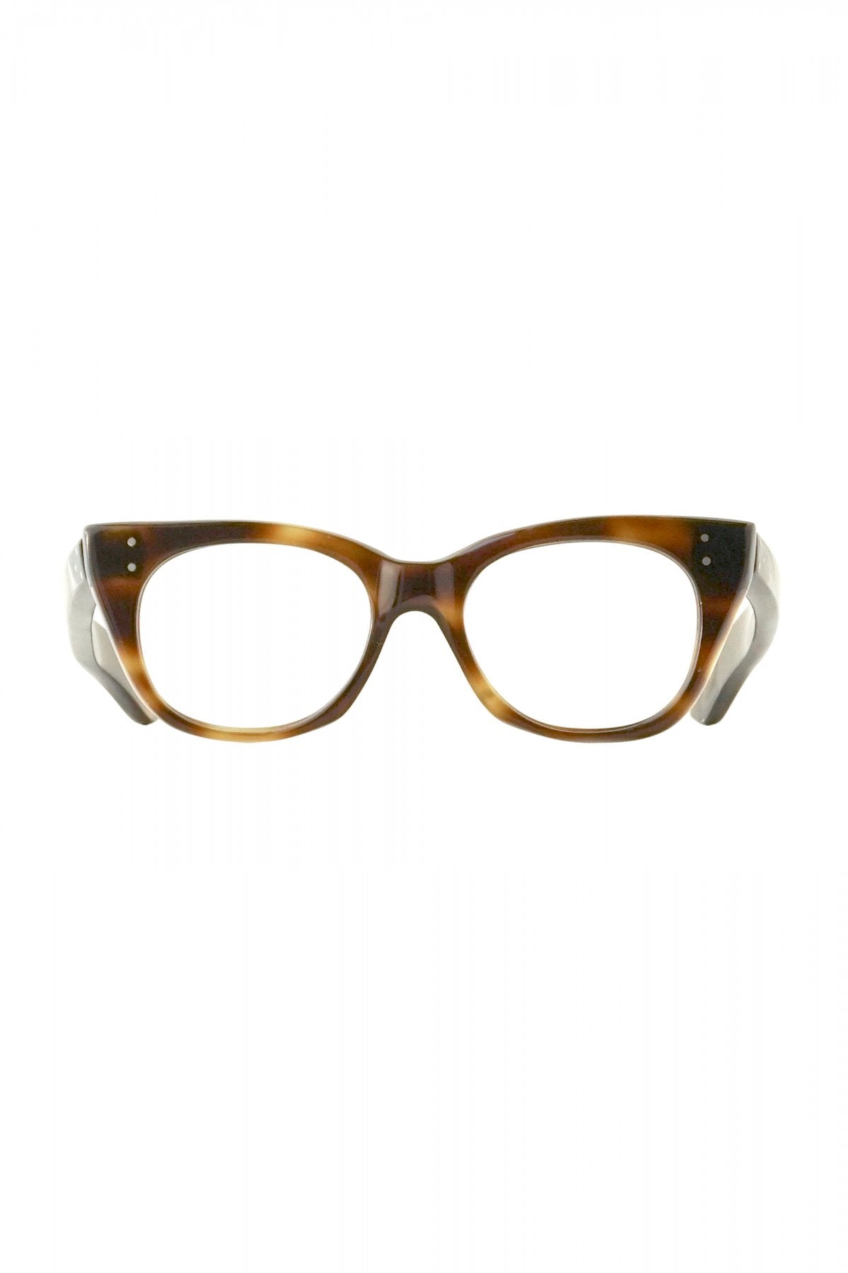 1940s HAND MADE BRITISH VINTAGE EYEWEAR FAT TEMPLE AMBER - OPT-505