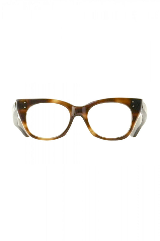 1940s HAND MADE BRITISH VINTAGE EYEWEAR FAT TEMPLE AMBER - OPT-505