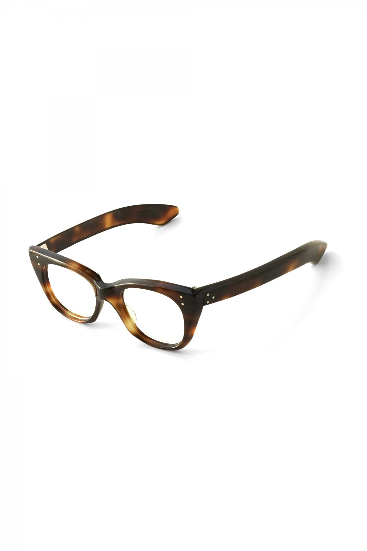 1940s HAND MADE BRITISH VINTAGE EYEWEAR FAT TEMPLE AMBER - OPT-505