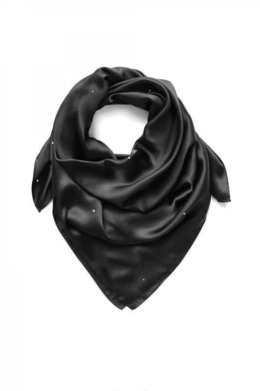 Porter Classic - RANDOM DOT SILK SCARF - BLACK