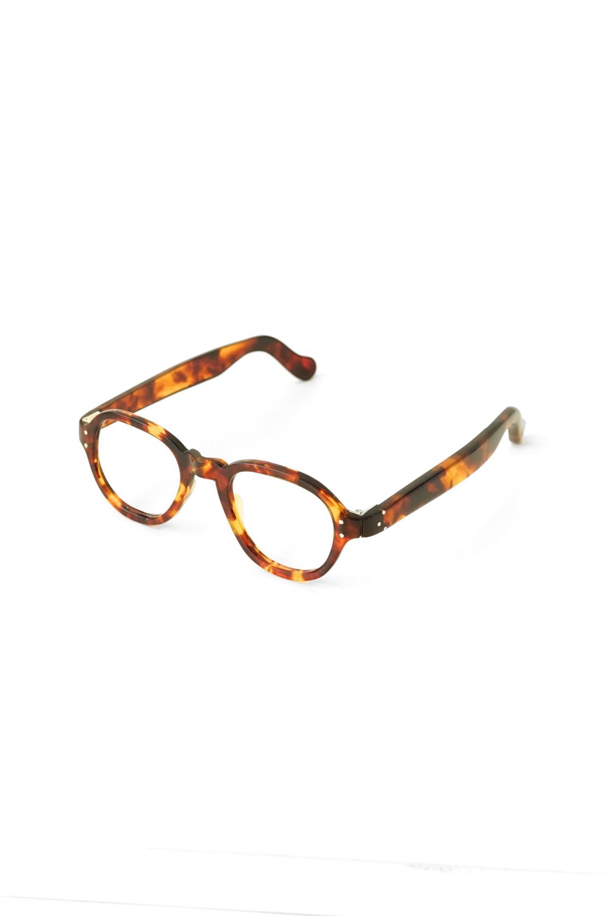 1940s HAND MADE BRITISH VINTAGE EYEWEAR 3DOT ROUND AMBER - OPT-530