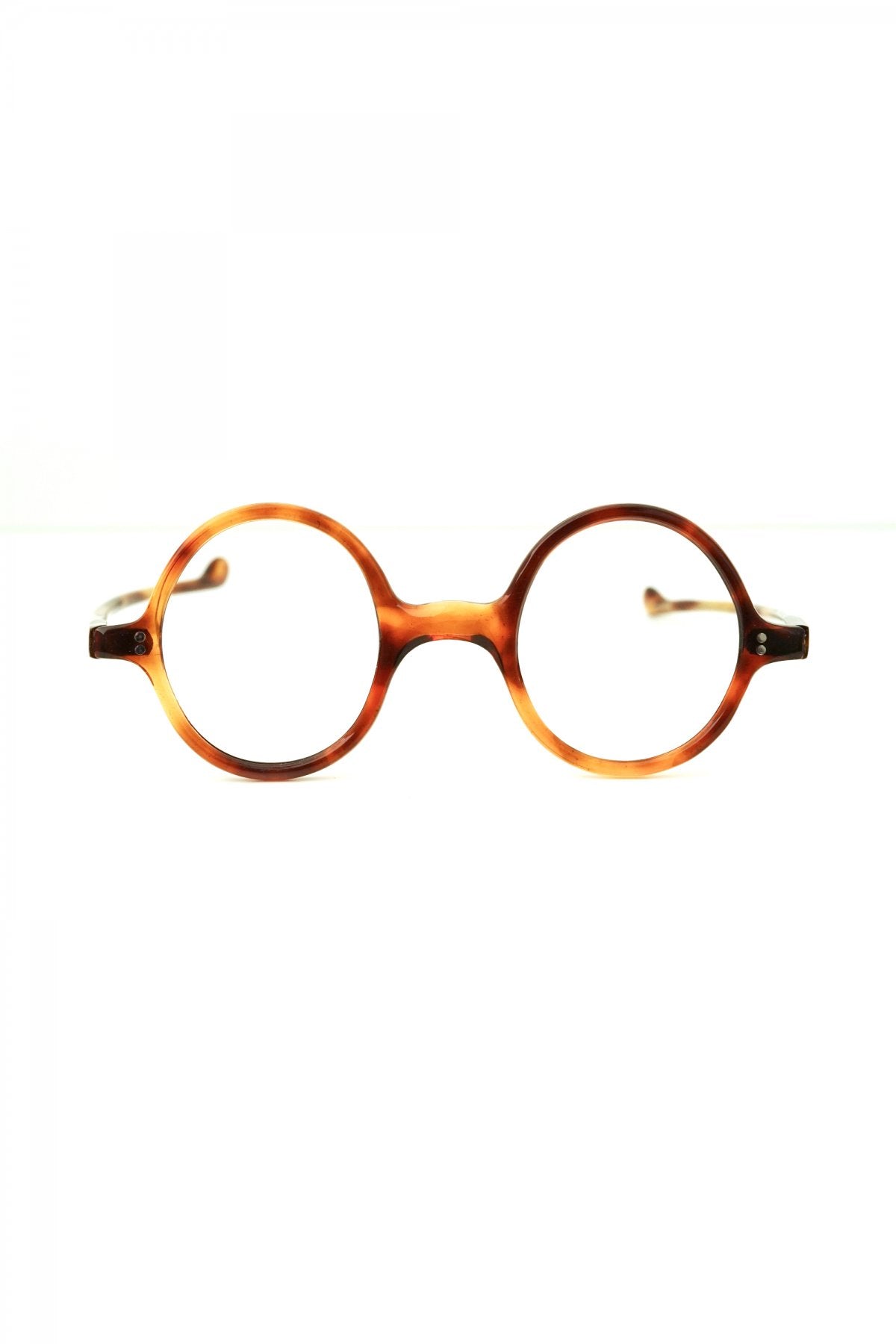 1940s FRENCH VINTAGE ROUND EYEGLASS - HONEY AMBER - OPT-540