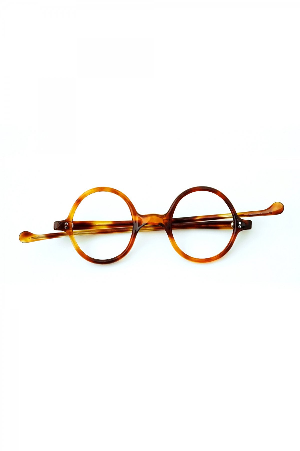 1940s FRENCH VINTAGE ROUND EYEGLASS - AMBER - OPT-541