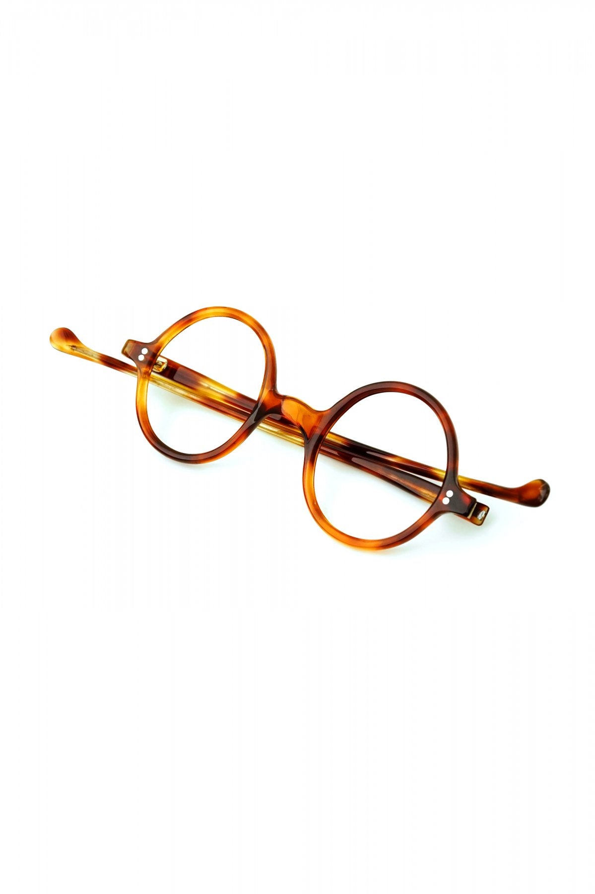 1940s FRENCH VINTAGE ROUND EYEGLASS - AMBER - OPT-541