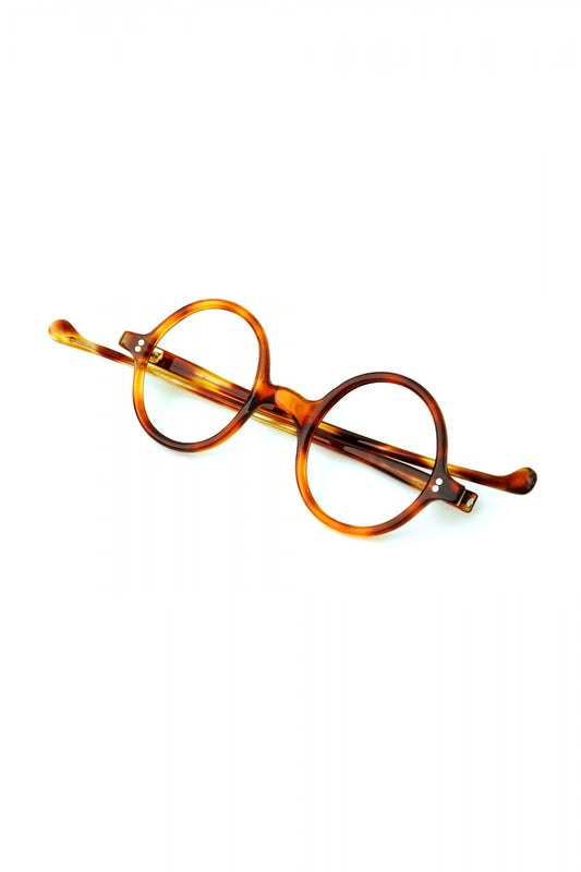 1940s FRENCH VINTAGE ROUND EYEGLASS - AMBER - OPT-541