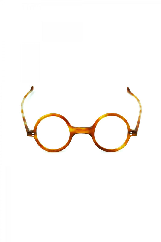 1940s FRENCH VINTAGE ROUND EYEGLASS - AMBER - OPT-541