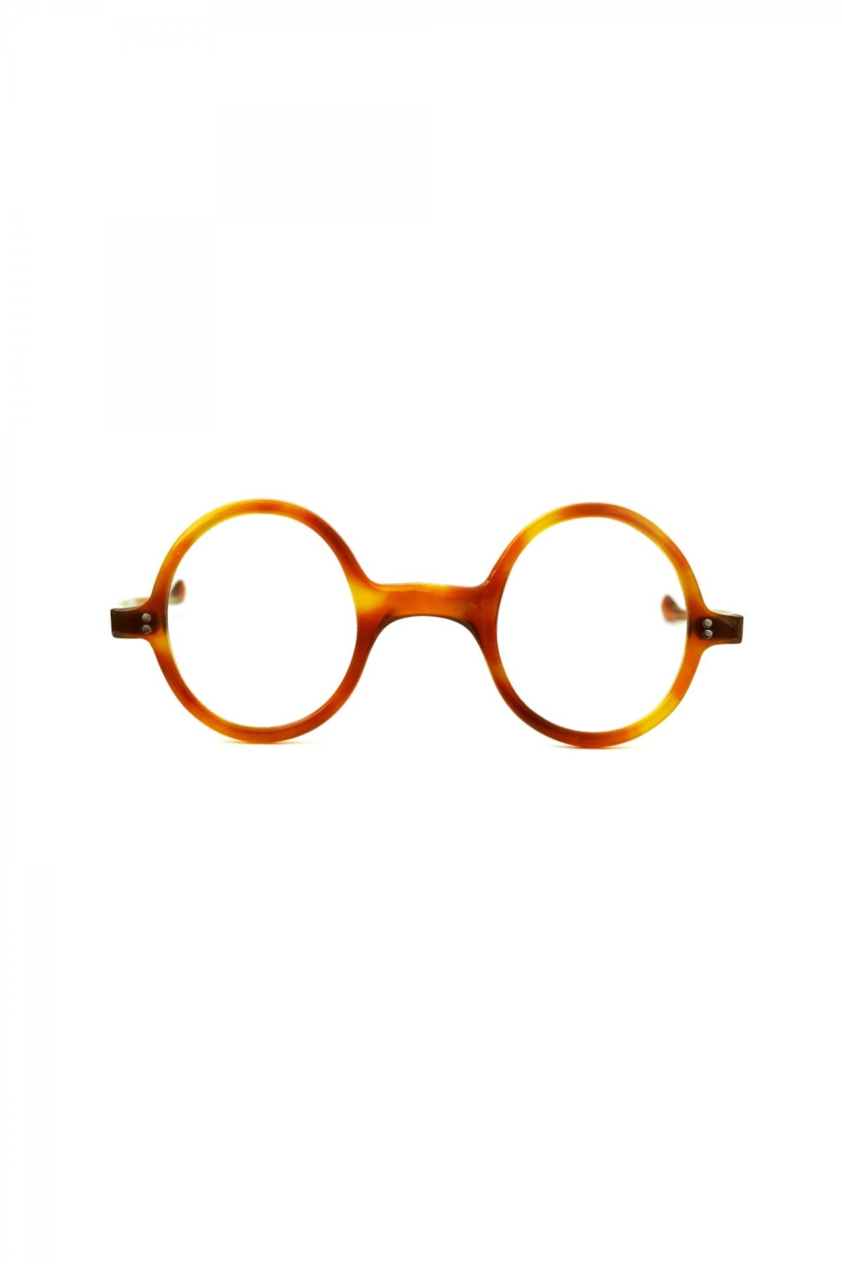 1940s FRENCH VINTAGE ROUND EYEGLASS - AMBER - OPT-541