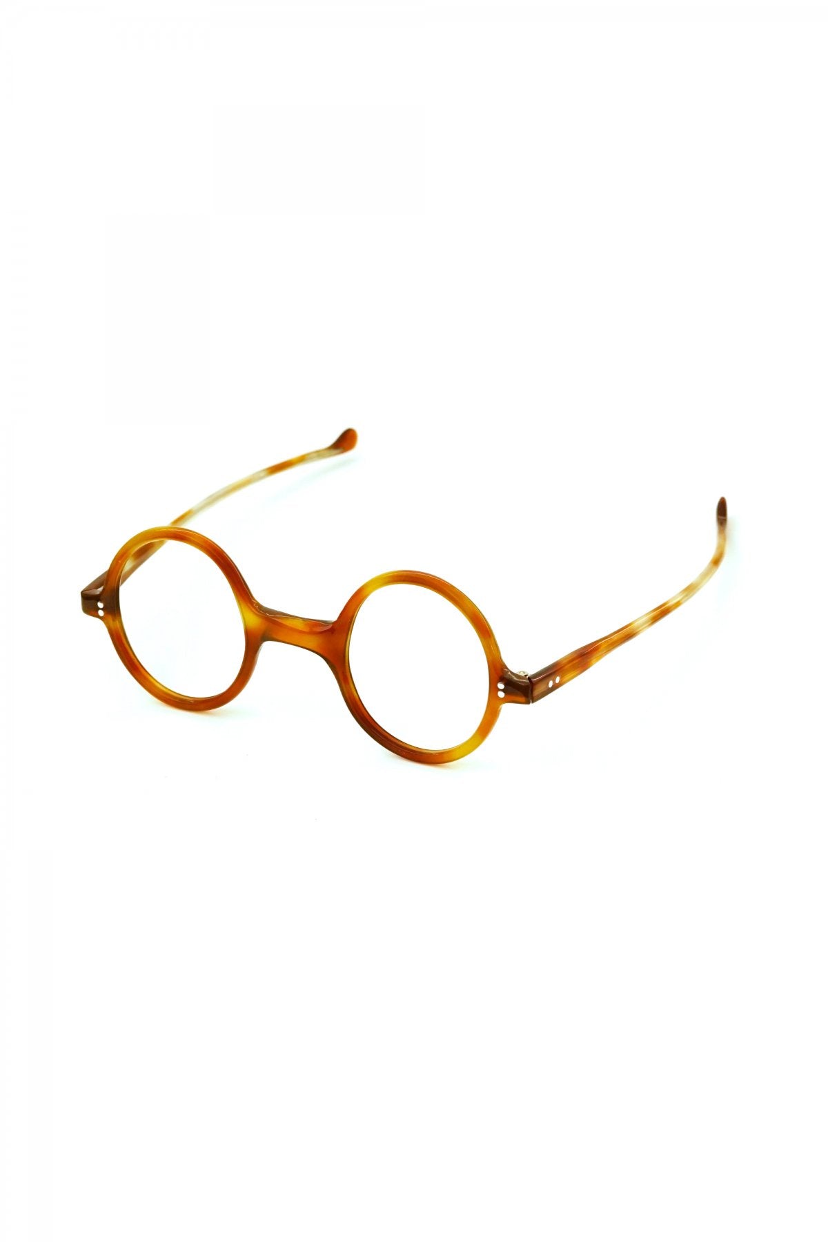 1940s FRENCH VINTAGE ROUND EYEGLASS - AMBER - OPT-541