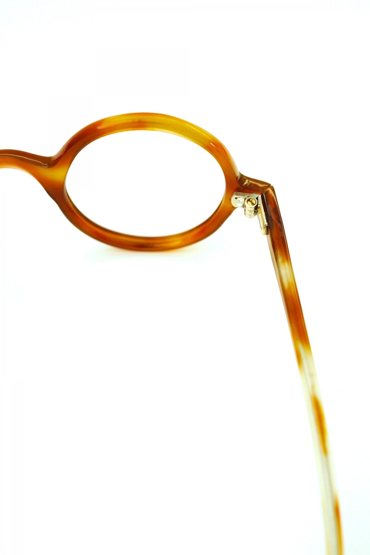 1940s FRENCH VINTAGE ROUND EYEGLASS - AMBER - OPT-541