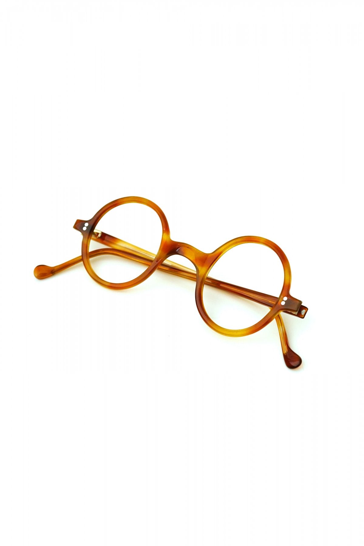 1940s FRENCH VINTAGE ROUND EYEGLASS - HONEY AMBER - OPT-542