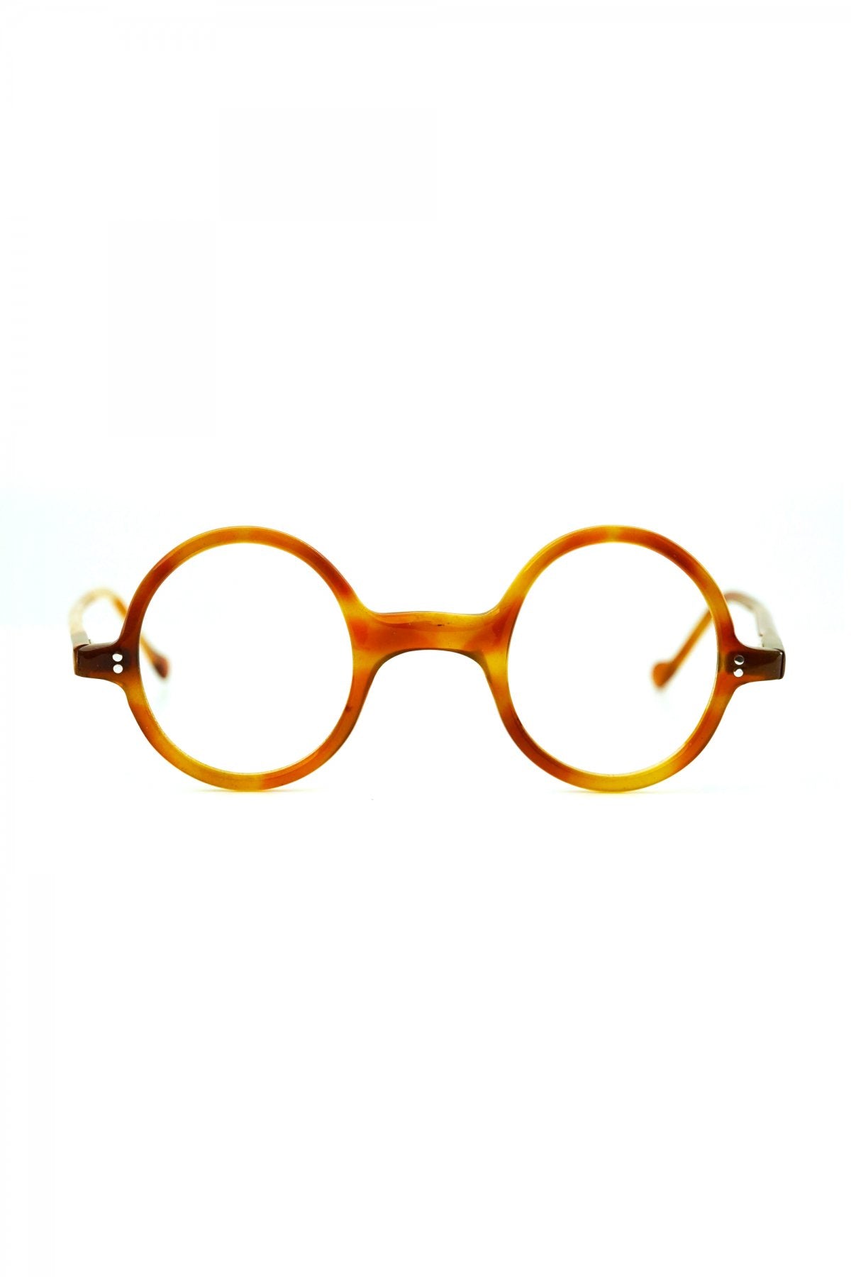 1940s FRENCH VINTAGE ROUND EYEGLASS - HONEY AMBER - OPT-542