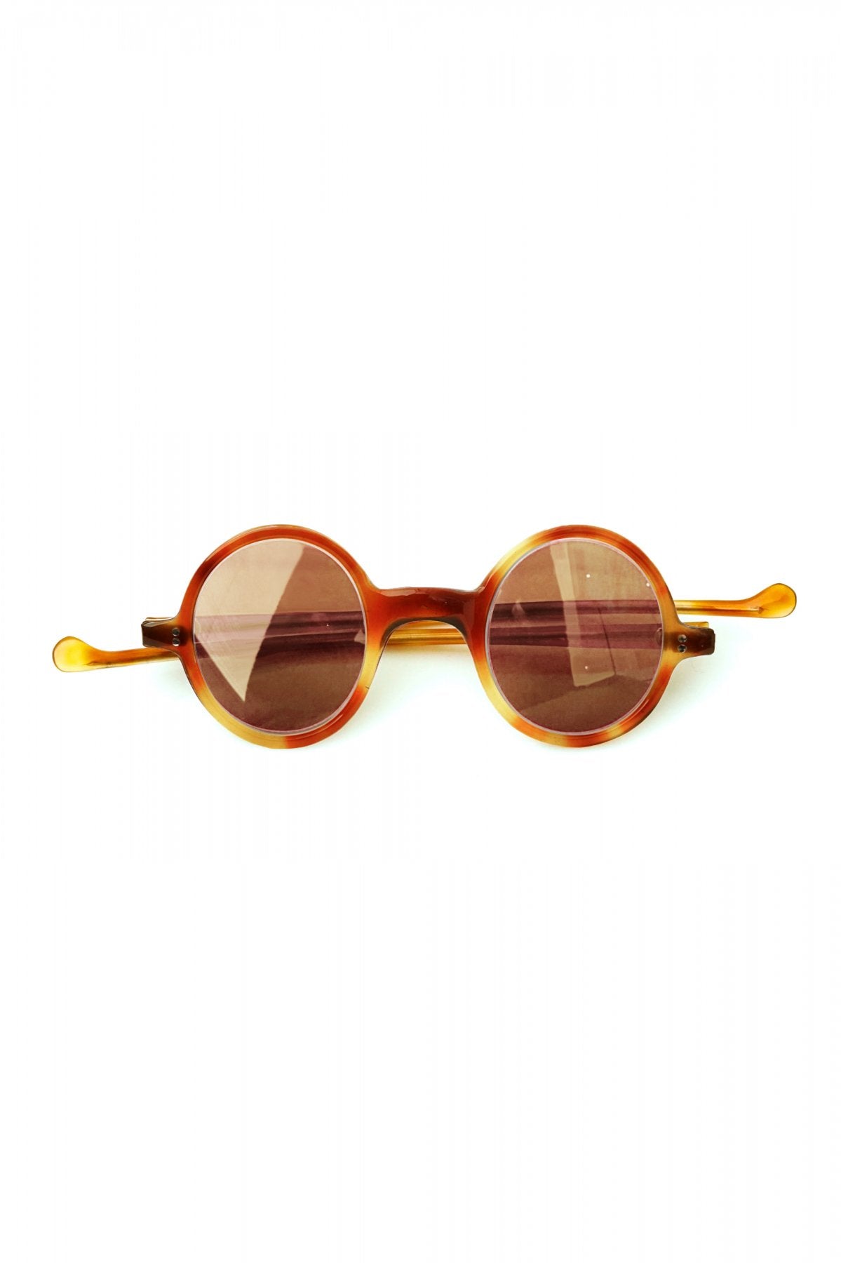 1940s FRENCH VINTAGE ROUND SUNGLASS - HONEY AMBER - OPT-544