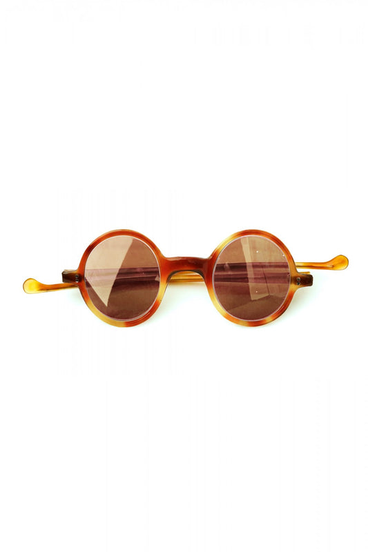 1940s FRENCH VINTAGE ROUND SUNGLASS - HONEY AMBER - OPT-544