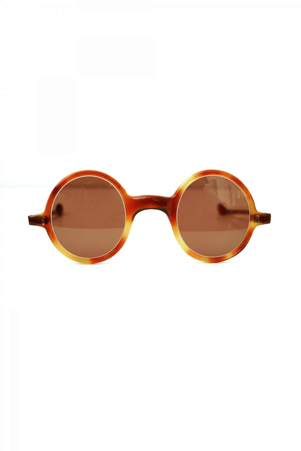 1940s FRENCH VINTAGE ROUND SUNGLASS - HONEY AMBER - OPT-544