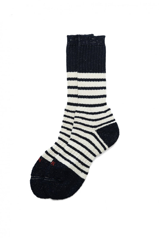 Nigel Cabourn - MULTI BORDER SOCKS - COTTON - NAVY