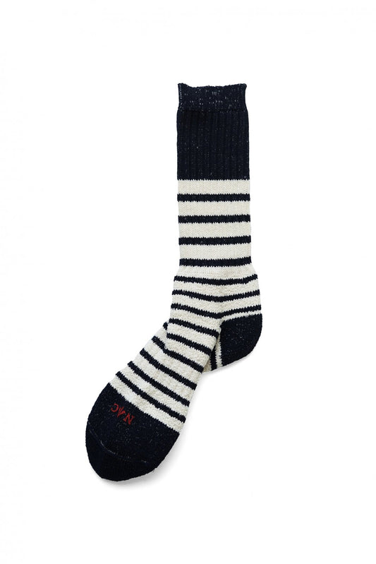 Nigel Cabourn - MULTI BORDER SOCKS - COTTON - NAVY