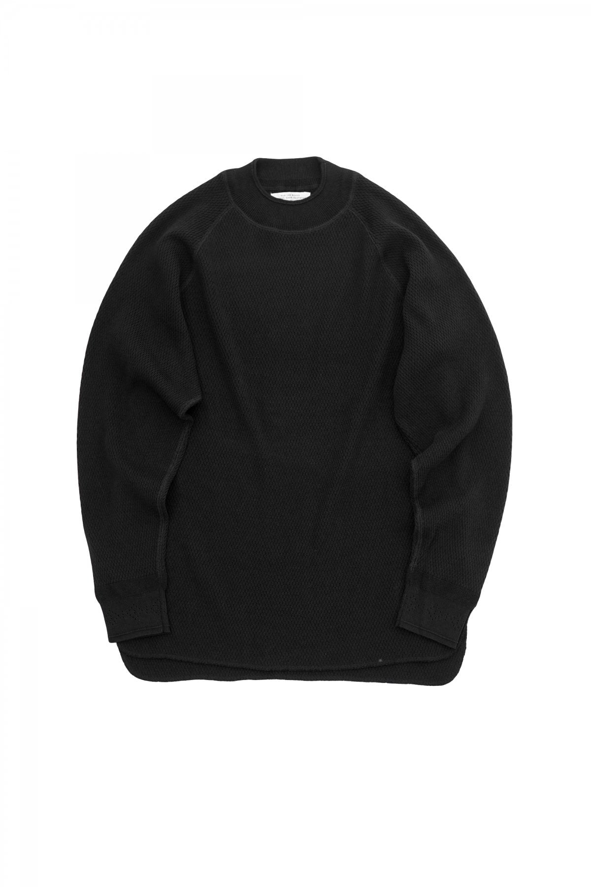 OLD JOE - HARD TWIST HONEYCOMB WUFFLE MOCK-NECK - BLACK