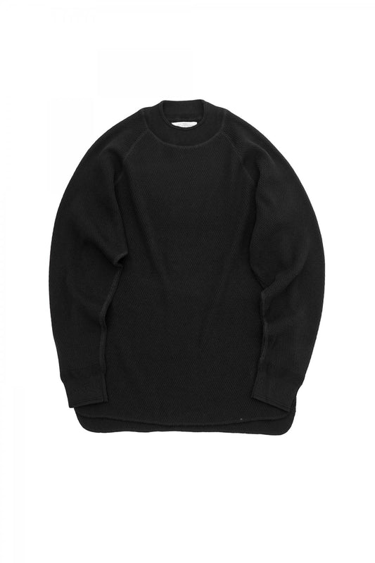 OLD JOE - HARD TWIST HONEYCOMB WUFFLE MOCK-NECK - BLACK