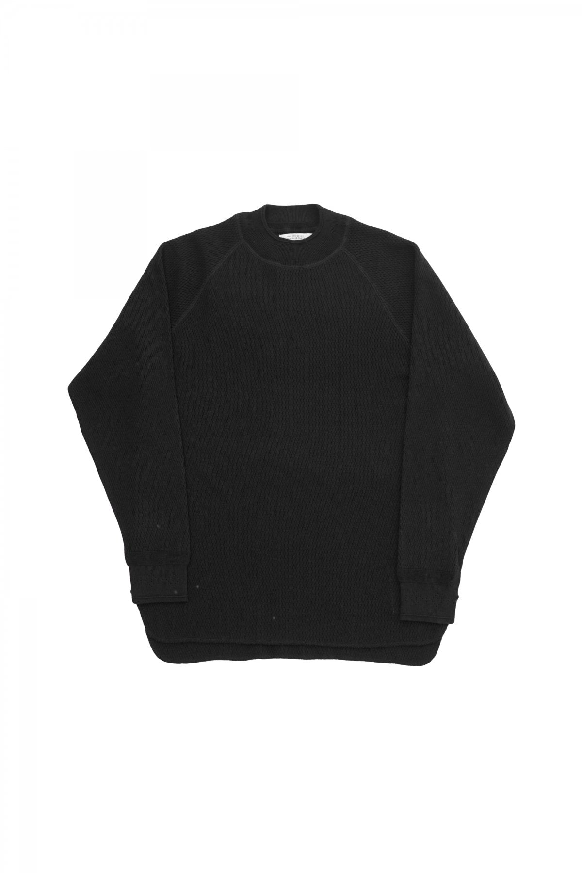 OLD JOE - HARD TWIST HONEYCOMB WUFFLE MOCK-NECK - BLACK