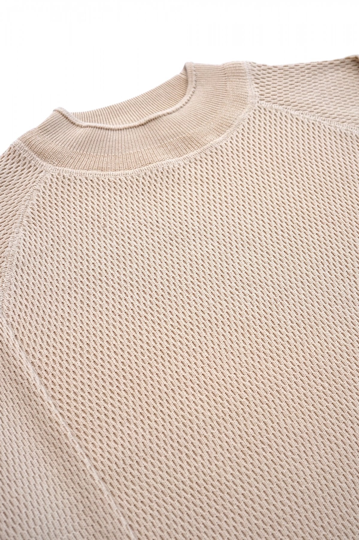 OLD JOE - HARD TWIST HONEYCOMB WUFFLE MOCK-NECK - BISQUE