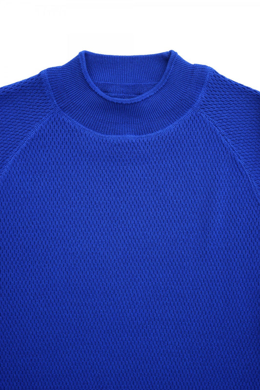 OLD JOE ★★★ - EXCLUSIVE HARD TWIST HONEYCOMB WUFFLE MOCK-NECK - BLUE