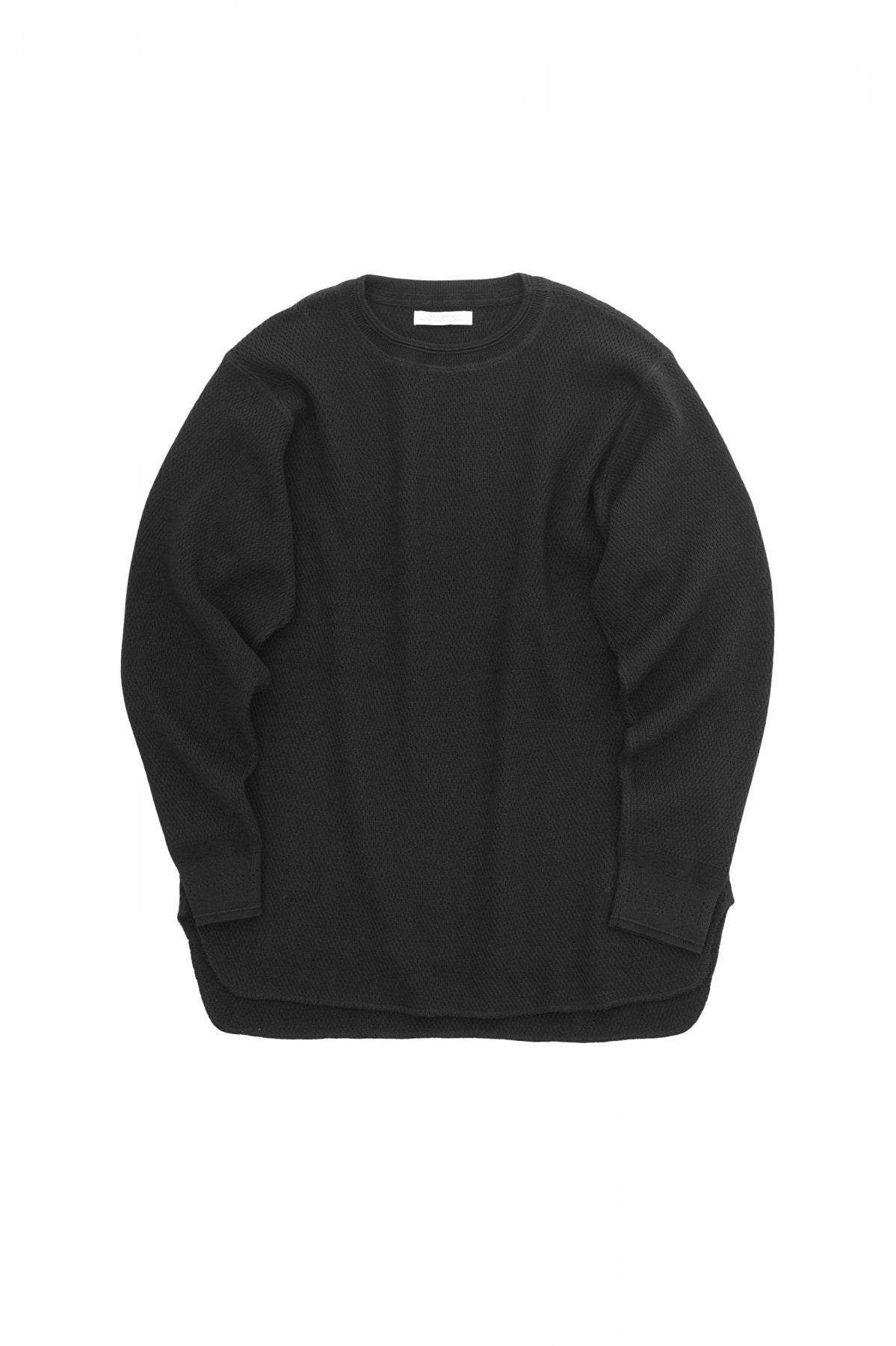 OLD JOE - HARD TWIST HONEYCOMB WUFFLE CREW-NECK - BLACK