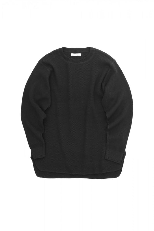 OLD JOE - HARD TWIST HONEYCOMB WUFFLE CREW-NECK - BLACK