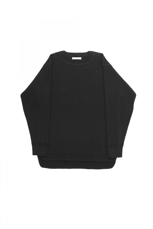 OLD JOE - HARD TWIST HONEYCOMB WUFFLE CREW-NECK - BLACK