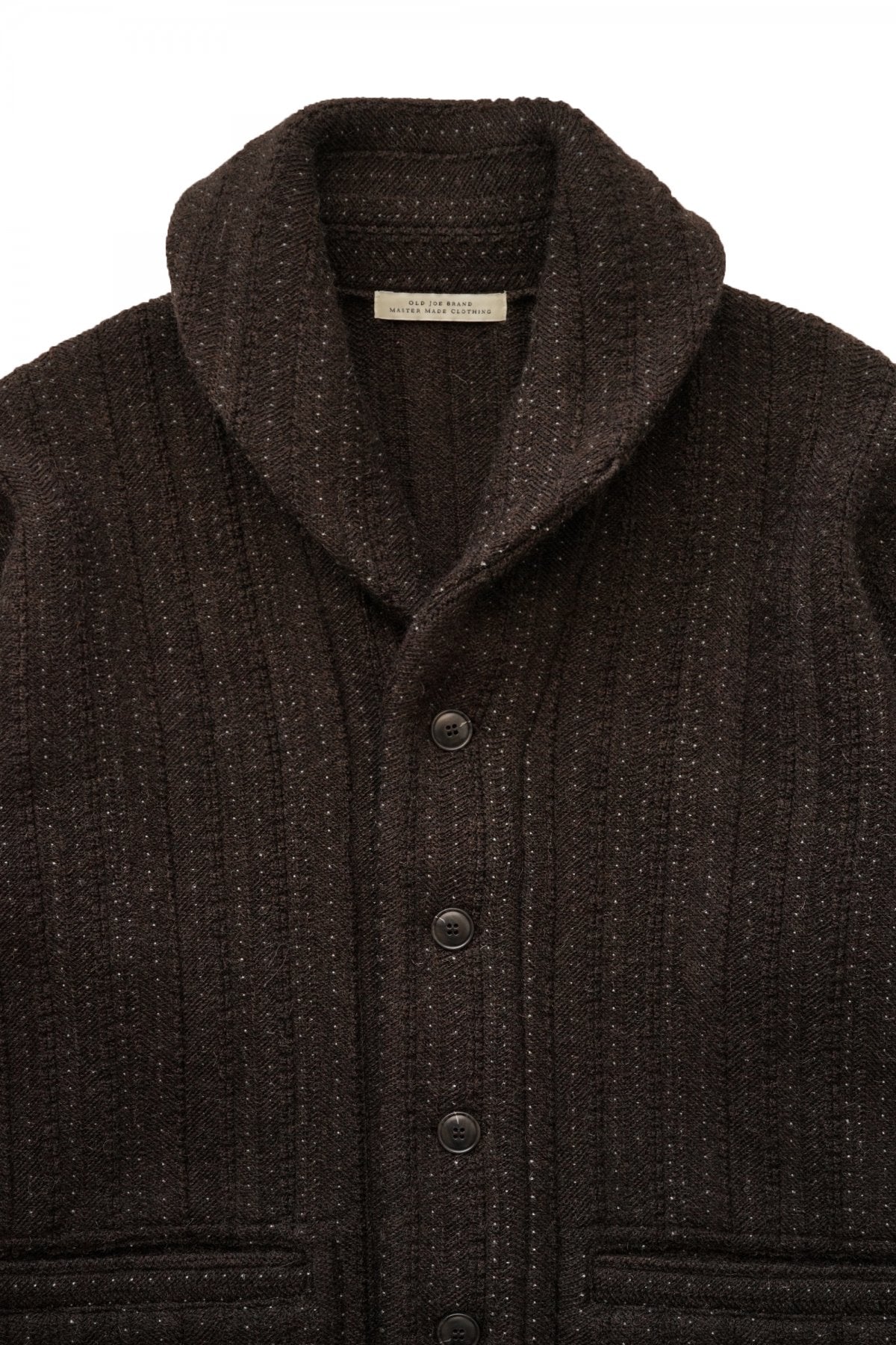 OLD JOE - JACQUARD PATTERN BUTTONED SWEATER - COGNAC