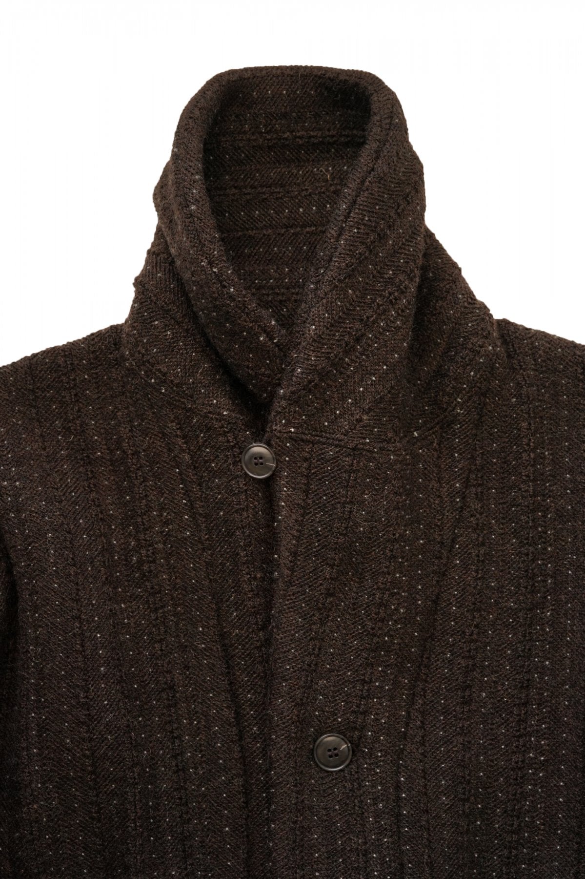 OLD JOE - JACQUARD PATTERN BUTTONED SWEATER - COGNAC