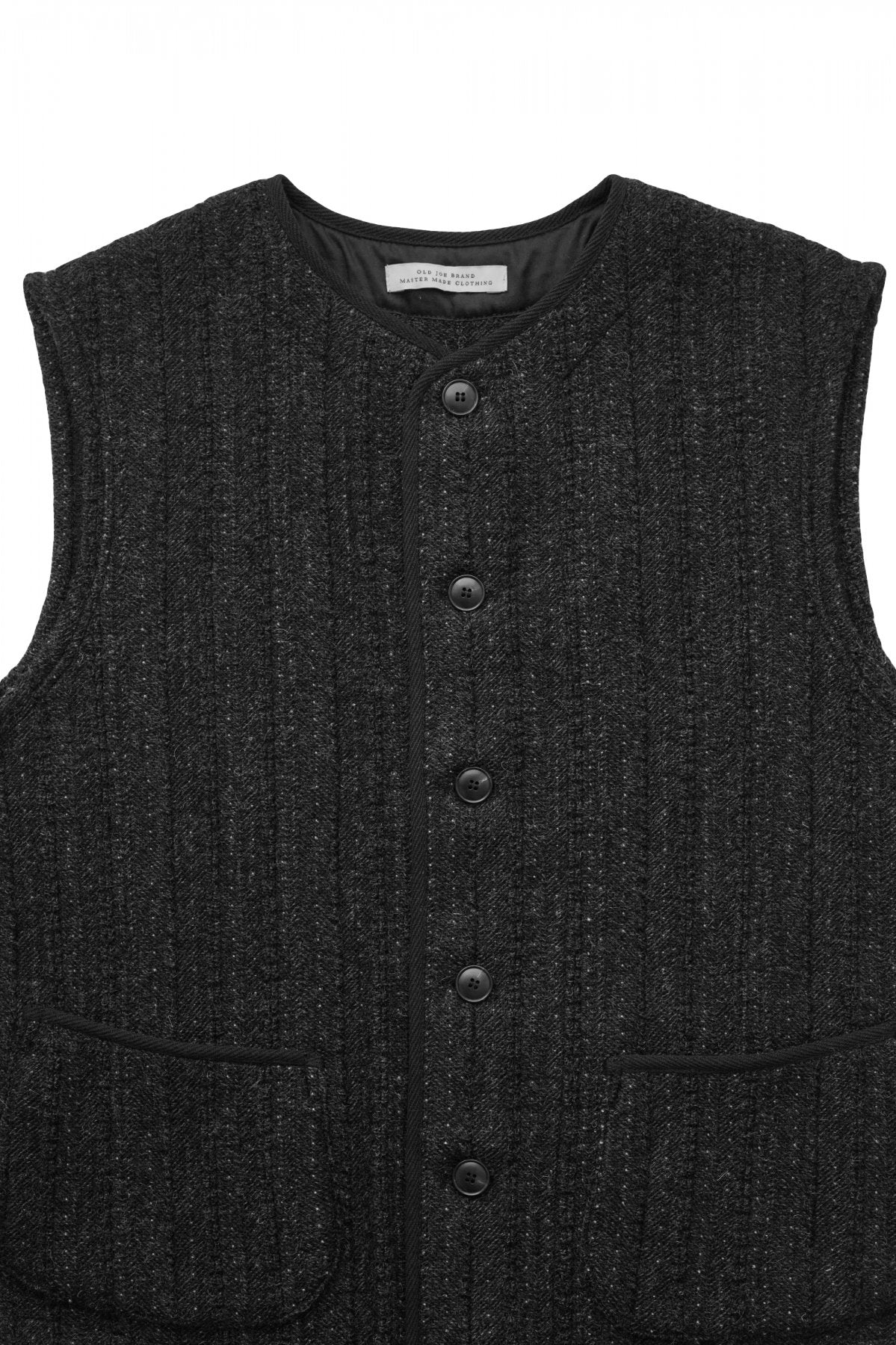 OLD JOE - JACQUARD PATTERN PIPING VEST - GRAPHITE