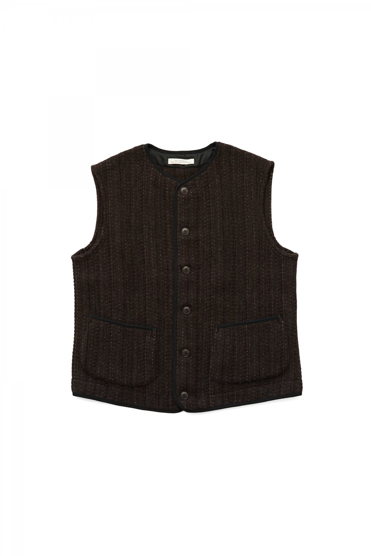 OLD JOE - JACQUARD PATTERN PIPING VEST - COGNAC