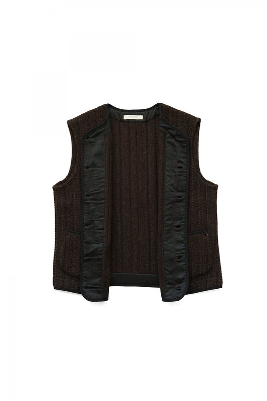 OLD JOE - JACQUARD PATTERN PIPING VEST - COGNAC