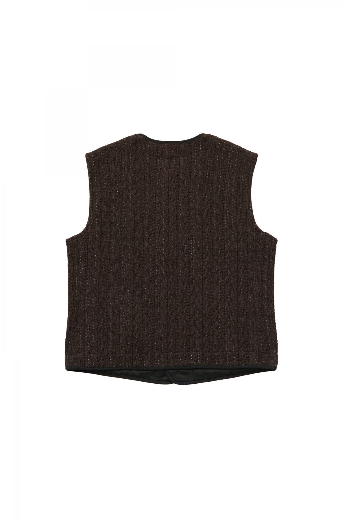 OLD JOE - JACQUARD PATTERN PIPING VEST - COGNAC