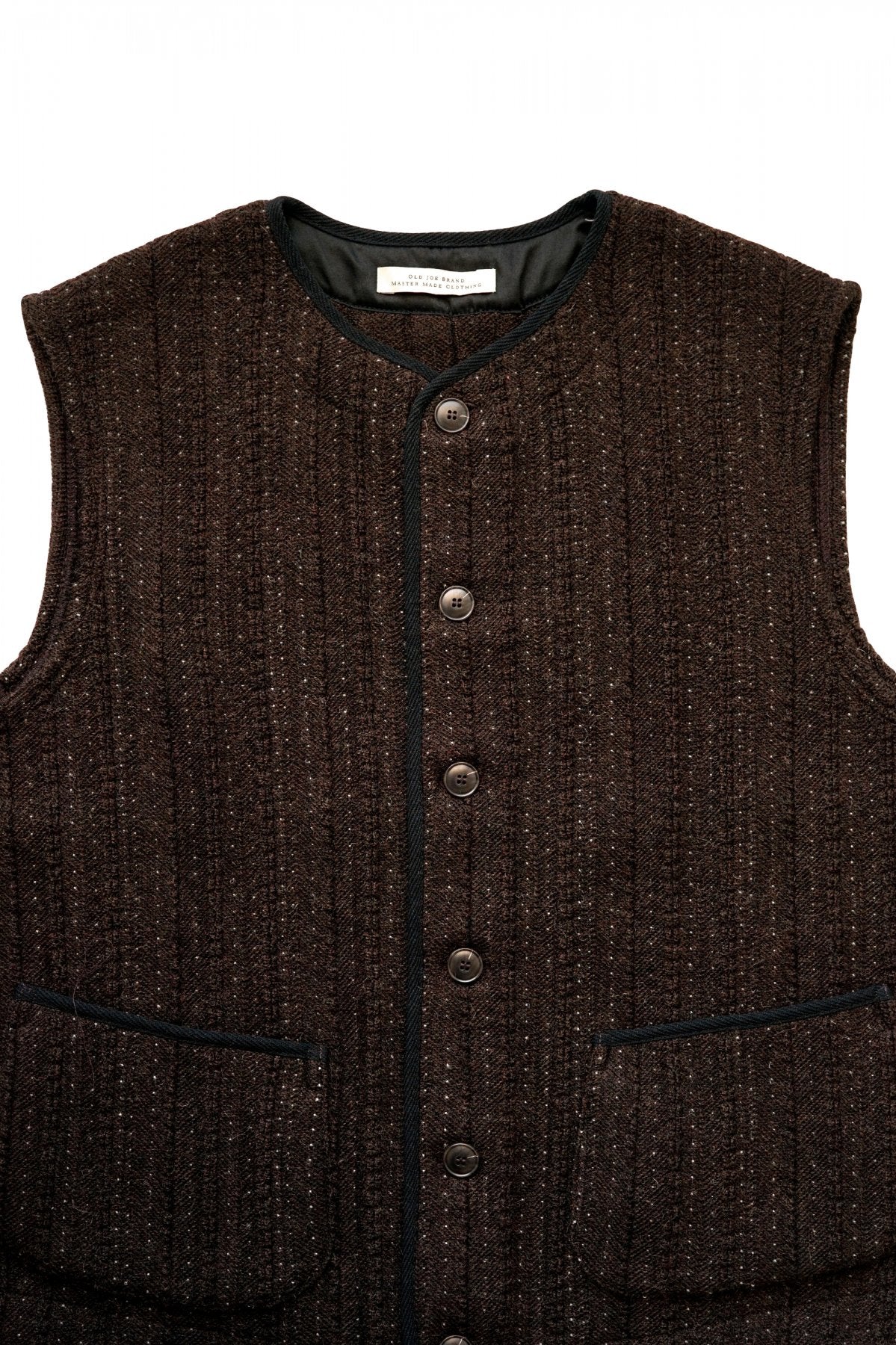 OLD JOE - JACQUARD PATTERN PIPING VEST - COGNAC