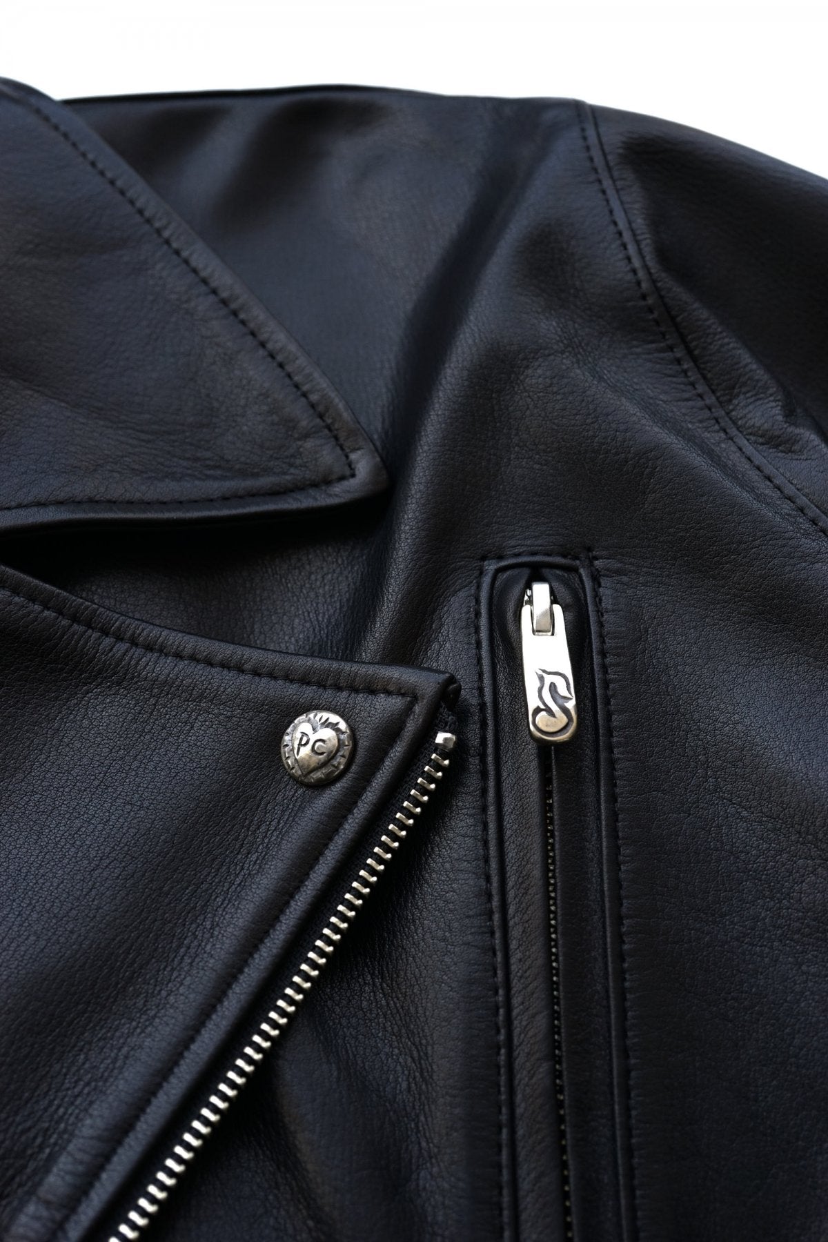 Porter Classic - PC RIDERS JACKET W/LOVE&PEACE SILVER - BLACK