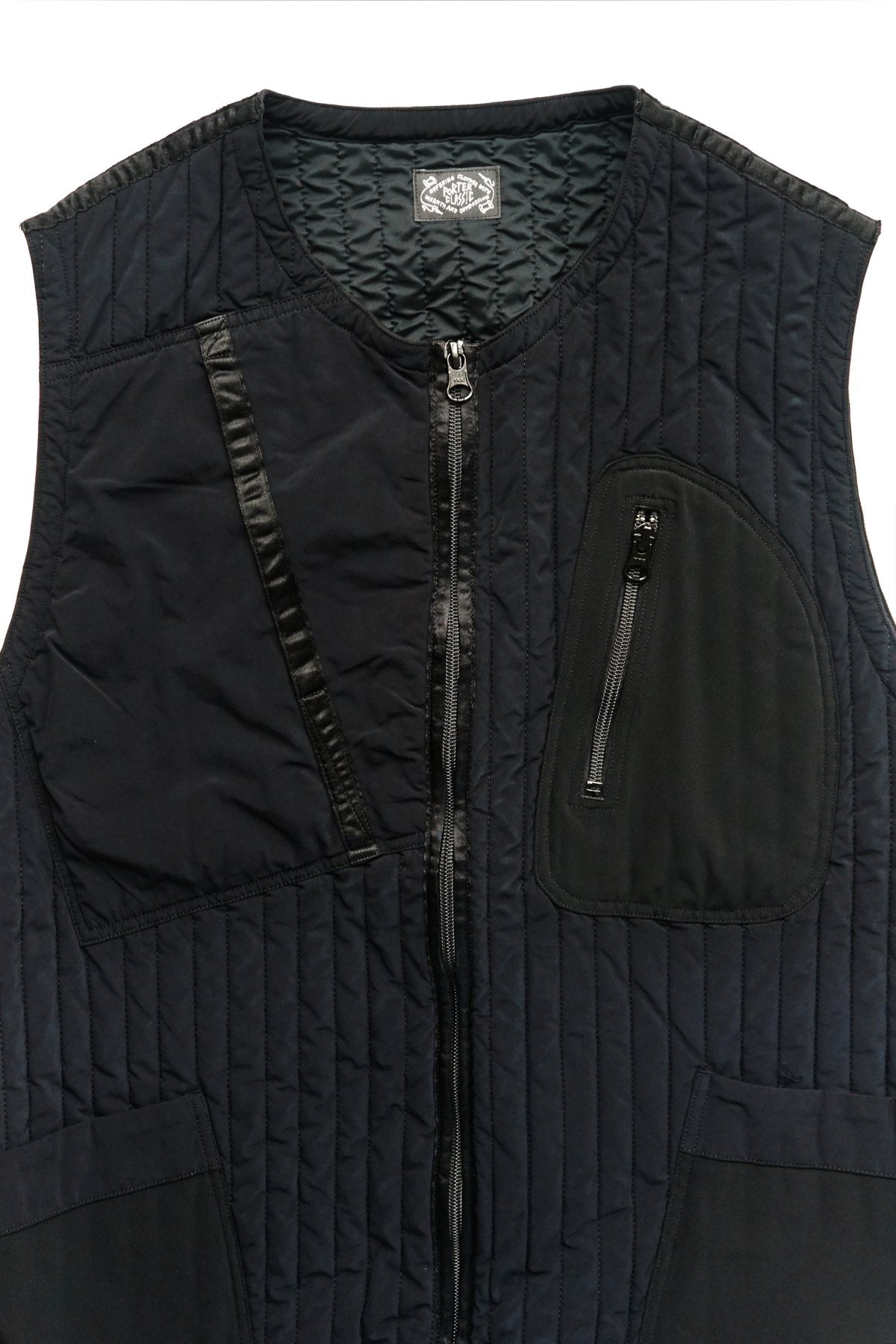 Porter Classic - SUPER NYLON STRETCH ZIP UP VEST - BLACK