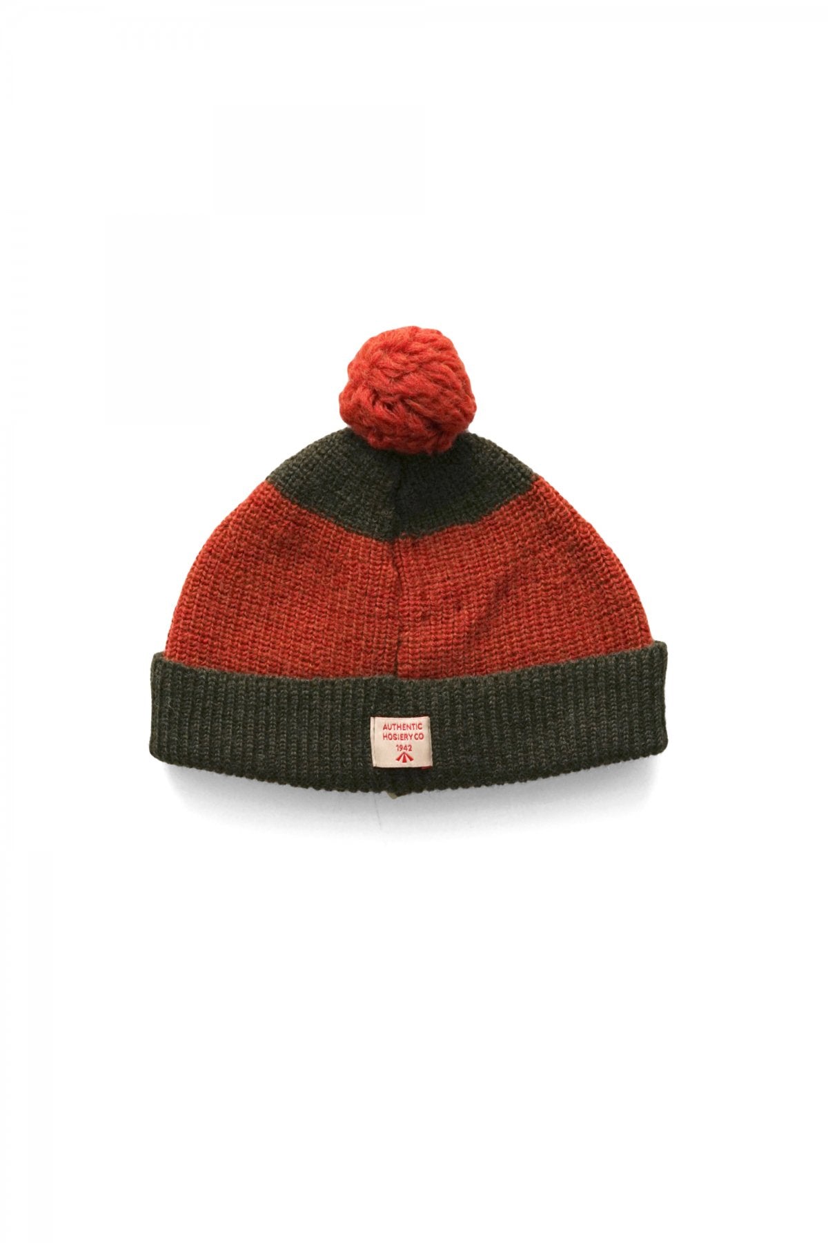 Nigel Cabourn - STRIPED POM POM BEANIE - GREEN