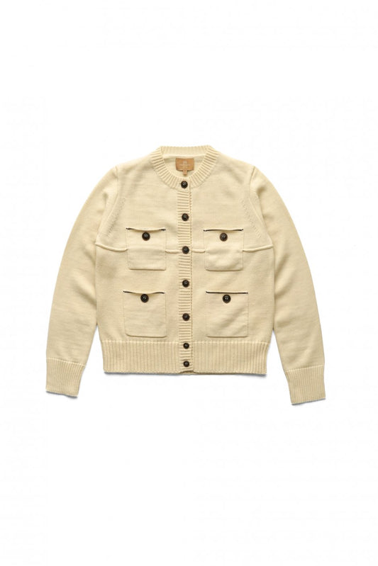 Nigel Cabourn woman - GAUGE MIX CARDIGAN - IVORY