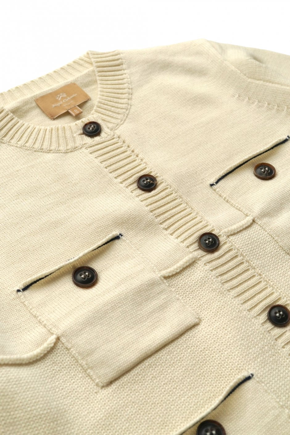 Nigel Cabourn woman - GAUGE MIX CARDIGAN - IVORY