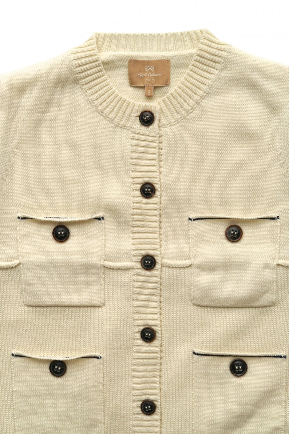 Nigel Cabourn woman - GAUGE MIX CARDIGAN - IVORY