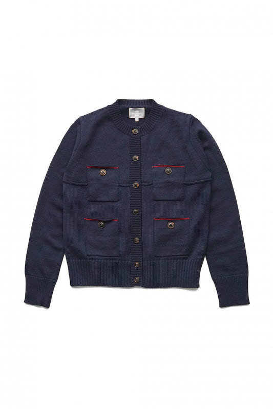 Nigel Cabourn woman - GAUGE MIX CARDIGAN - NAVY