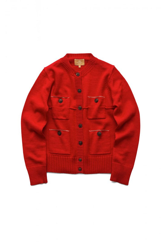 Nigel Cabourn woman - GAUGE MIX CARDIGAN - RED