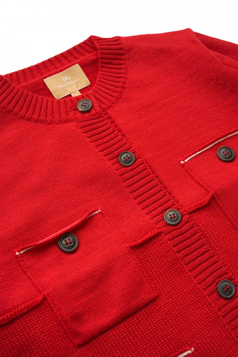 Nigel Cabourn woman - GAUGE MIX CARDIGAN - RED