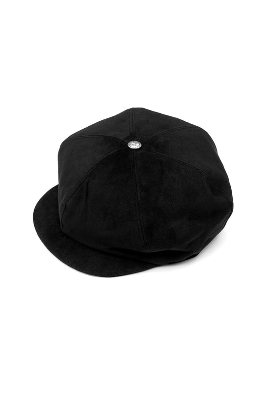 Porter Classic - GOAT SUEDE CASQUETTE W/SILVER BUTTON - BLACK