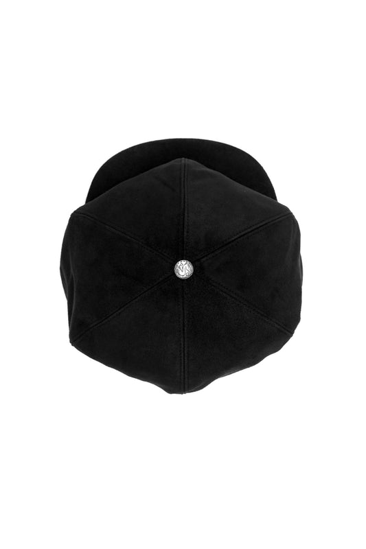 Porter Classic - GOAT SUEDE CASQUETTE W/SILVER BUTTON - BLACK