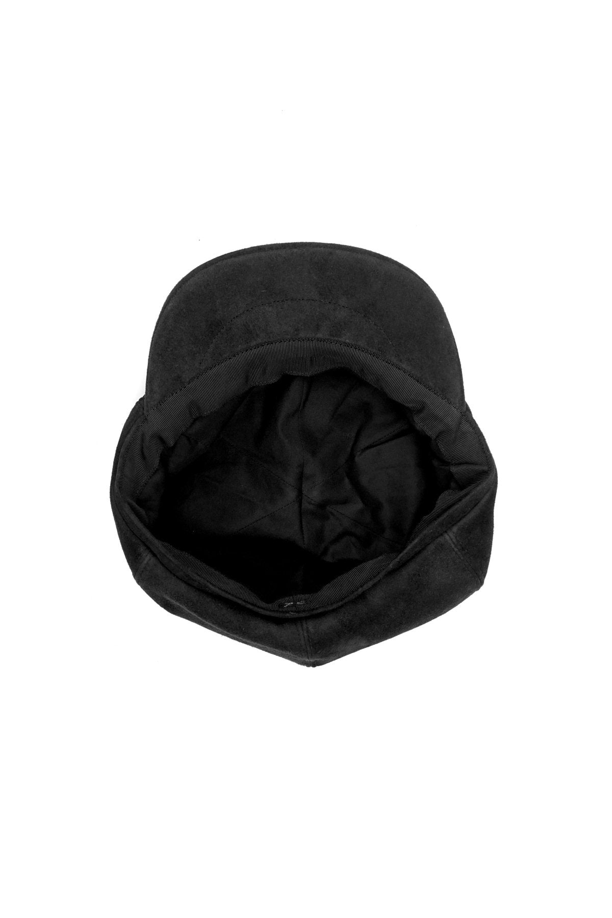 Porter Classic - GOAT SUEDE CASQUETTE W/SILVER BUTTON - BLACK