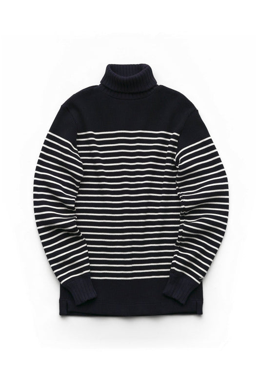 Nigel Cabourn - TURTLE NECK PANEL BORDER - NAVY